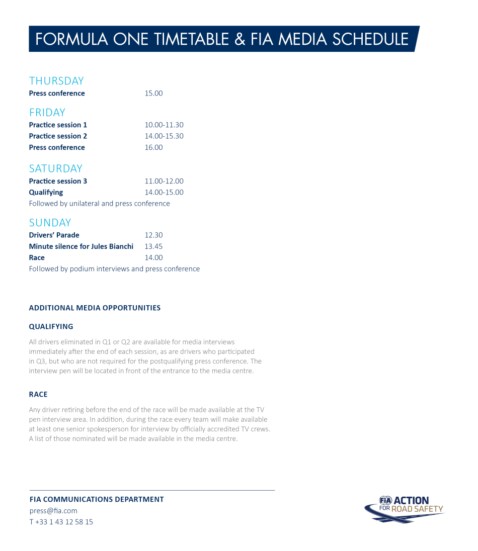 2015 Hungarian grand prix race preview Timetable