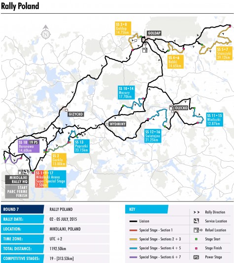 WRC Rally Poland Stage Map 2015