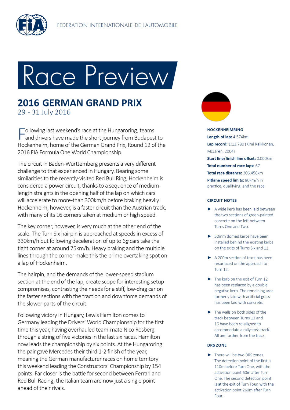 F1 2016 German grand Prix Preview RACER