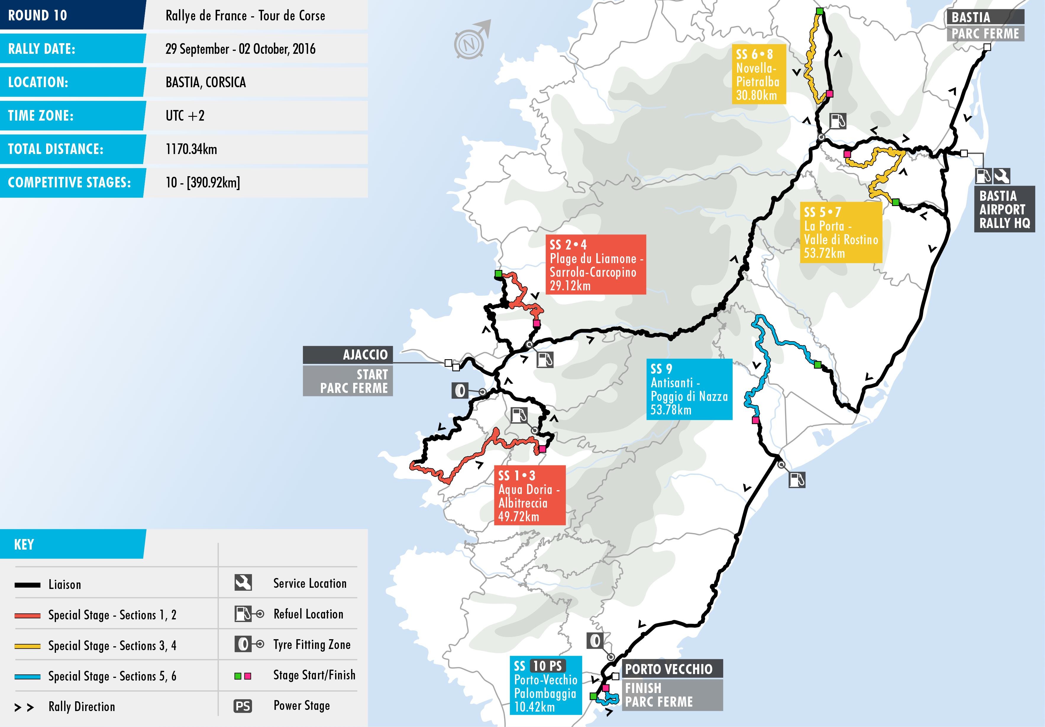 2016 Rallye de France - Stage Map