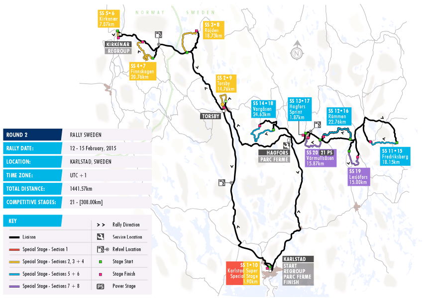 WRC Rally Sweden Stage Map 2015