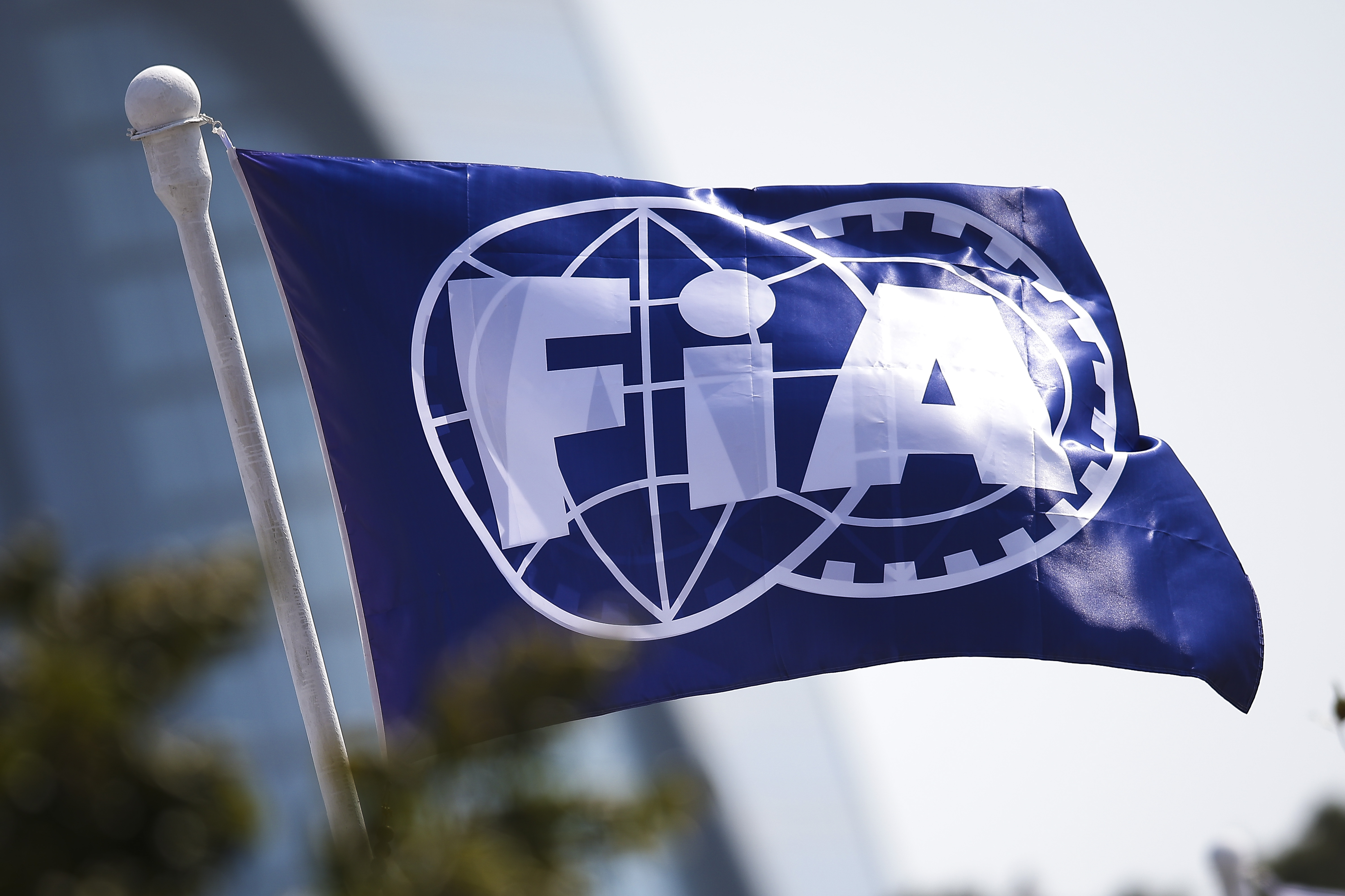 FIA flag above the Formula 1 paddock at the 2024 Azerbaijan Grand Prix