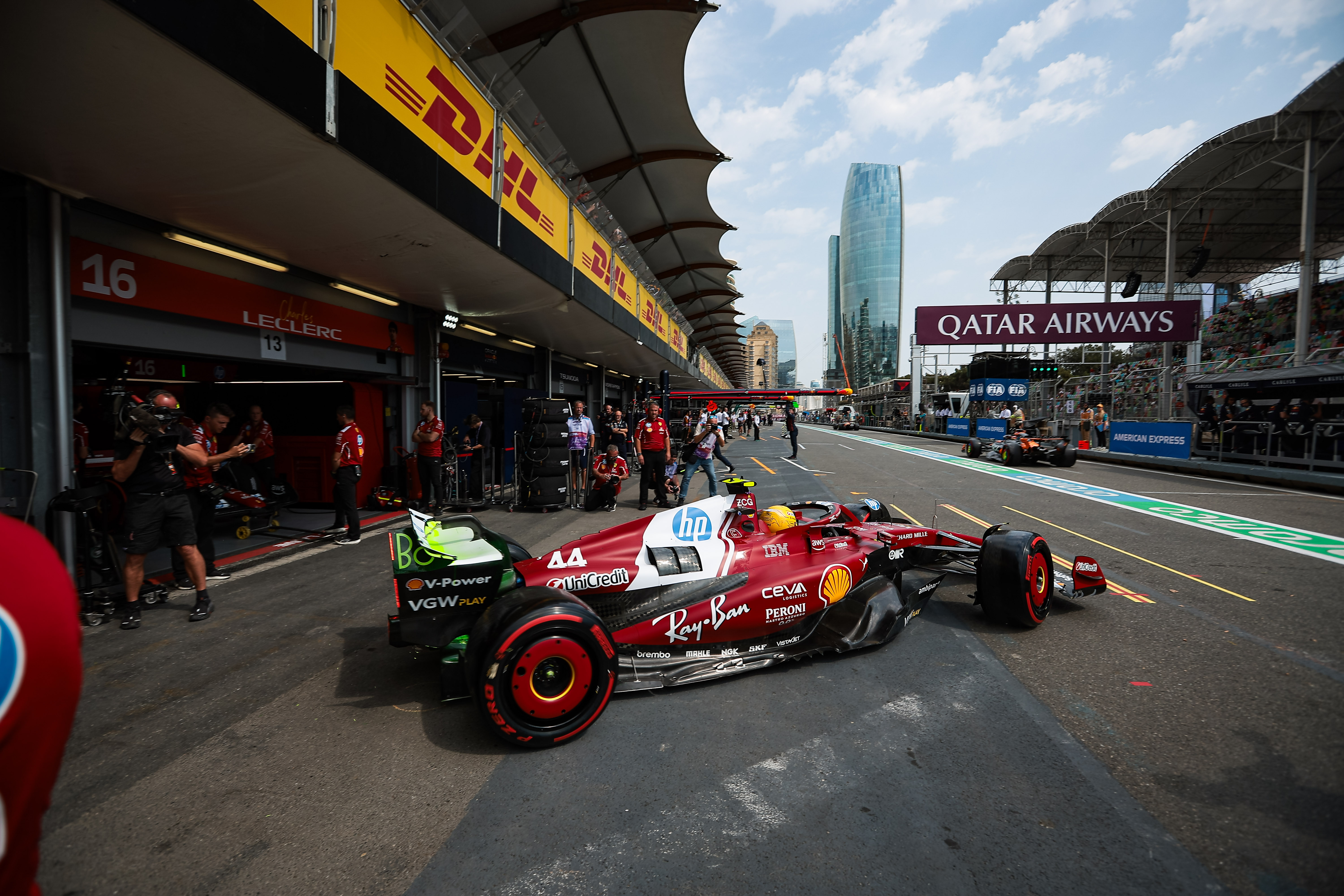 Hamilton Leads Ferrari 1-2 in Baku FP2 as Norris Crashes