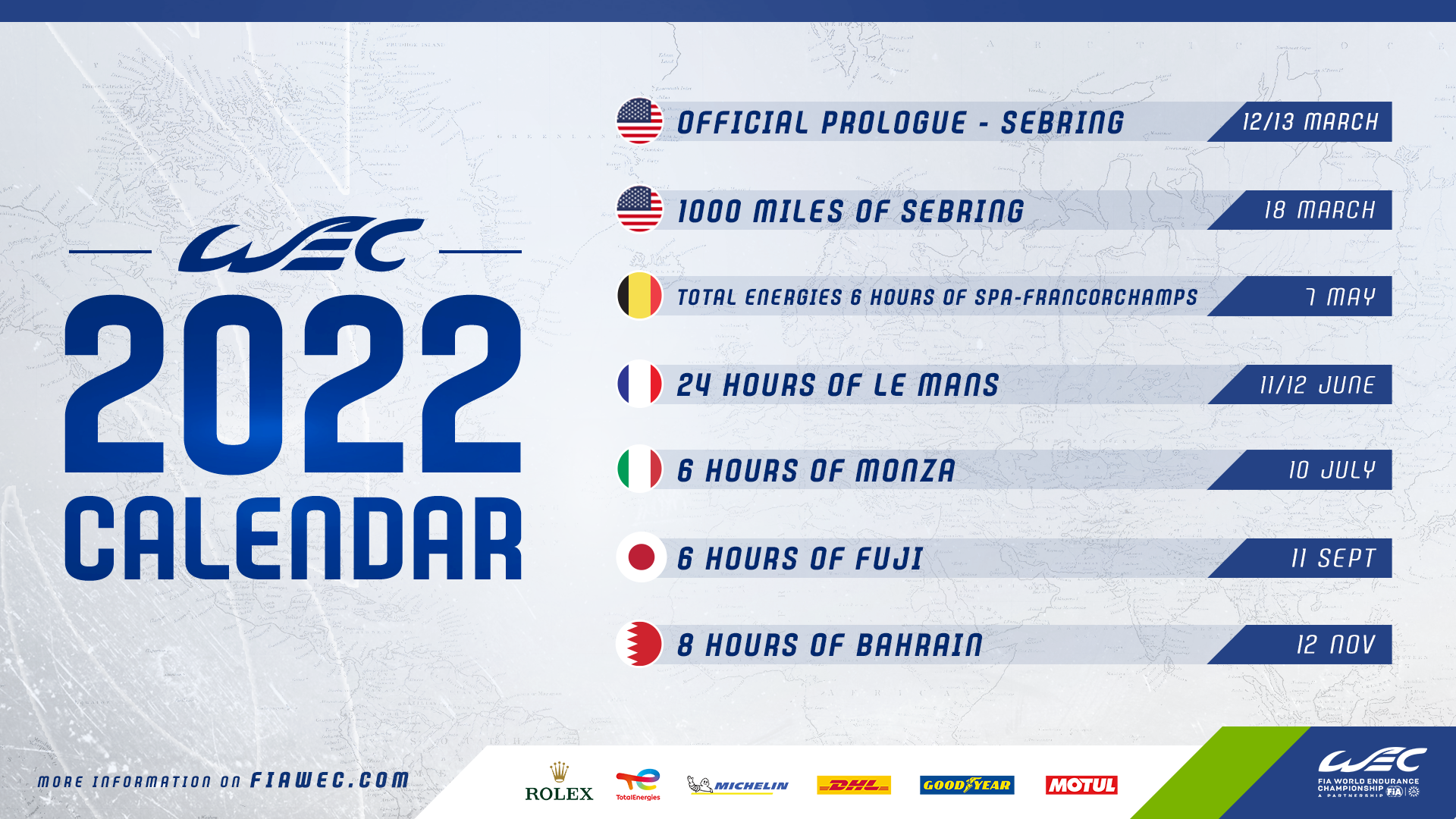 WEC: 2022 calendar revealed | Federation Internationale de l&#39;Automobile