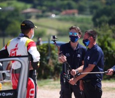 2020 ERC - Rally di Roma Capitale - TV crew wearing PPE interviewing a competitor