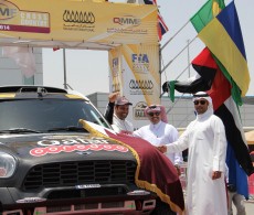  Qatar's Nasser Saleh Al-Attiyah is flagged away from the start of his home event