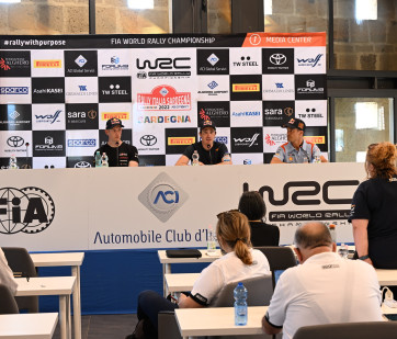 2022 WRC - Rally Italia Sardegna - Pre-event FIA press conference in attendance of Elfyn Evans, Craig Breen and Dani Sordo