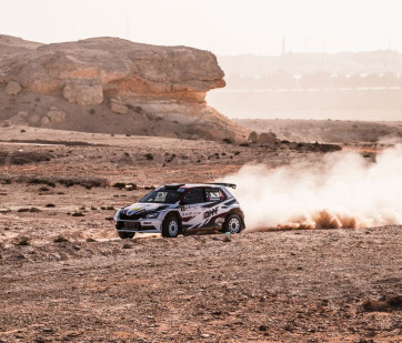 Khalid Al-Suwaidi in action at MERC Qatar International Rally in 2021