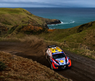 Ott Tanak (EST) Martin Jarveoja (EST) of team Hyundai Shell Mobis are seen performing during the World Rally Championship New Zealand in Auckland, New Zealand on 29,September (photo: Jaanus Ree / Red Bull Content Pool)