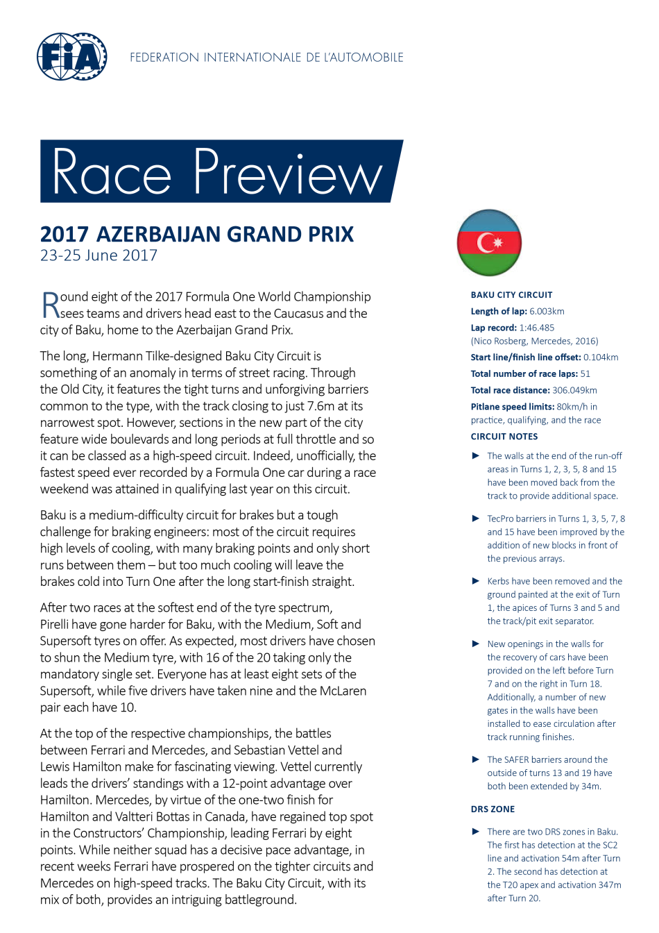 F1, Azerbaijan Grand Prix, FIA, Motorsport