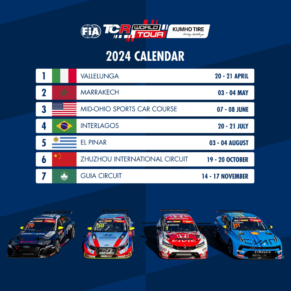  TCR World Tour versenynaptár 2024