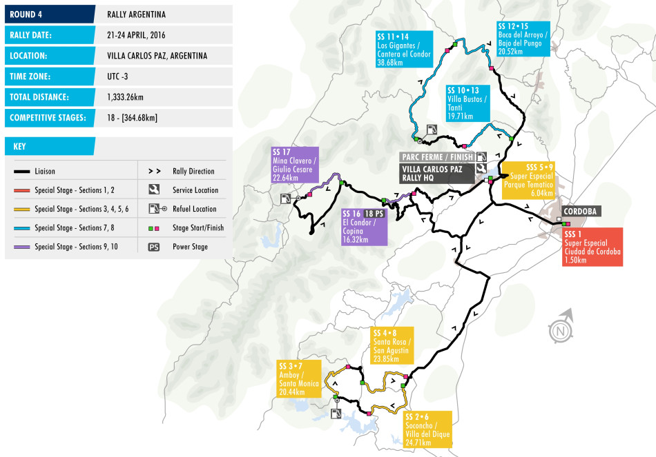 2016 Rally Argentina - Stage Map