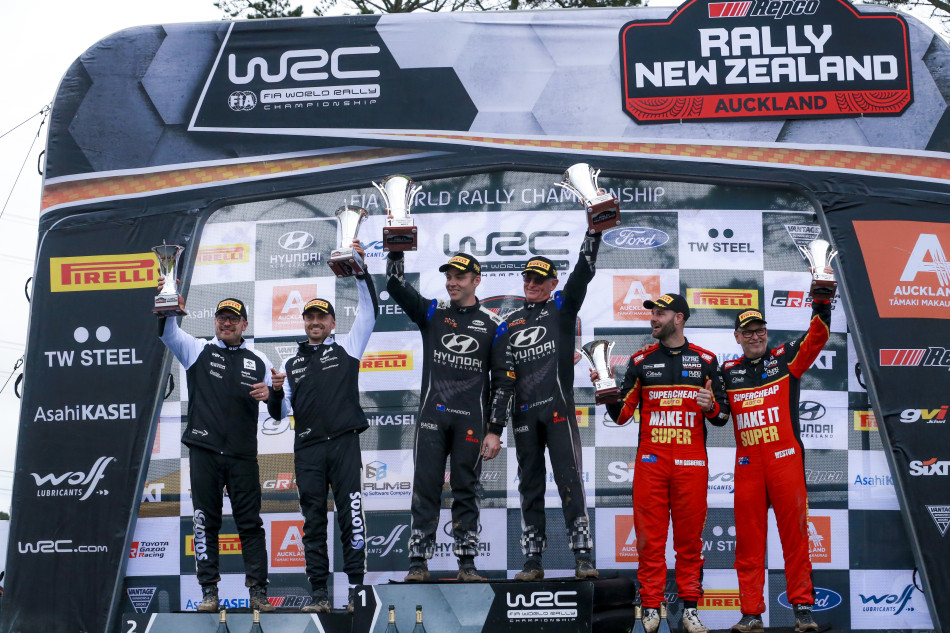 2022 WRC - Rally New Zealand - WRC2 podium (photo: Nikos Katikis)