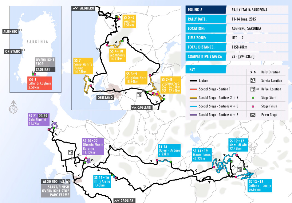 2015 Rally Italia Sardegna - Stage Map