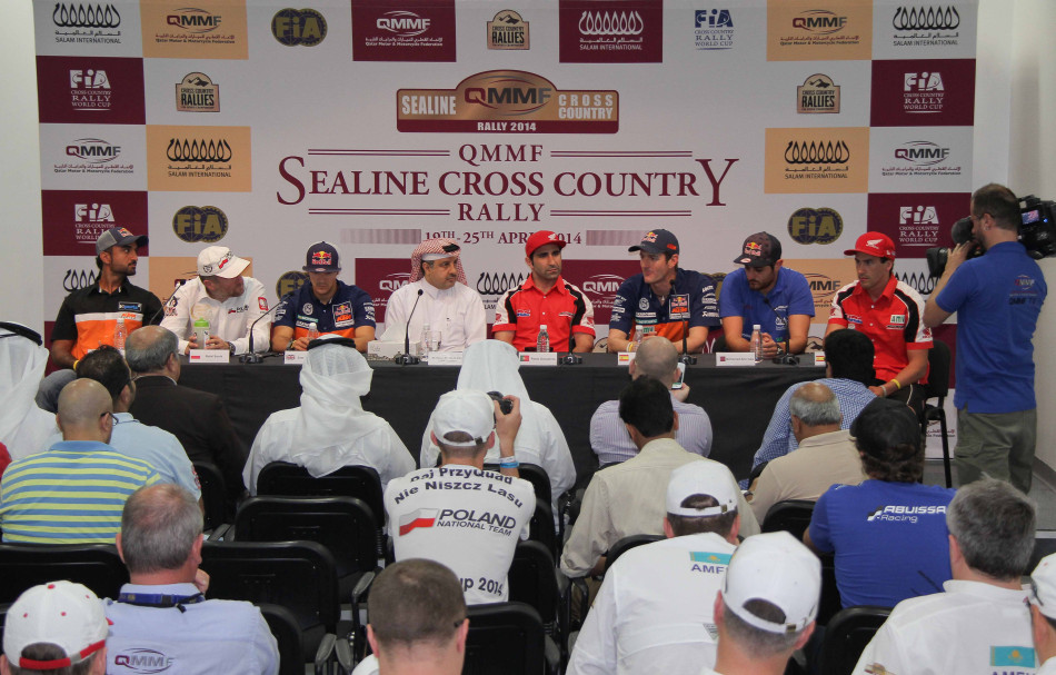 A packed house for the motorcycle press conference at the Sealine CC Rally