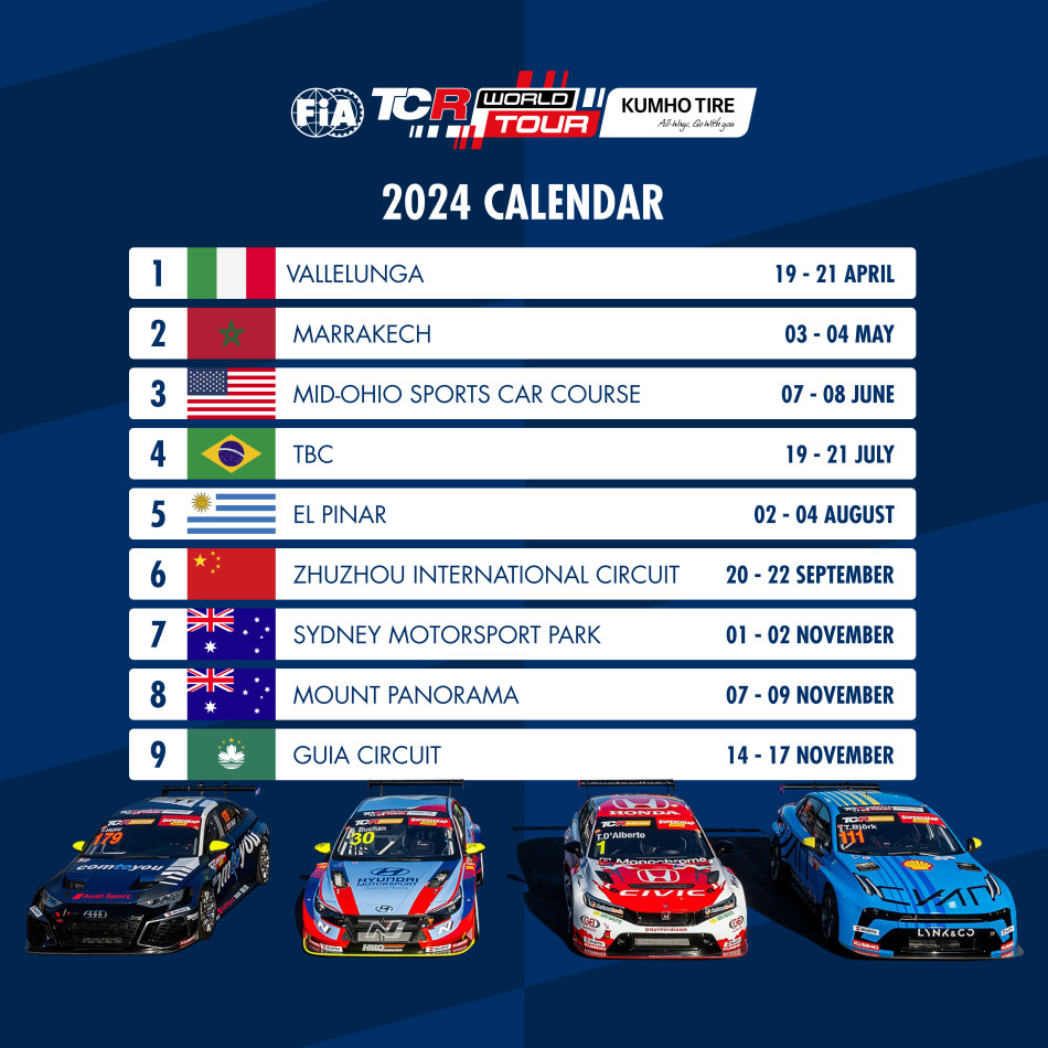 TCR World Tour gains FIA recognition for 2024, calendar to feature nine