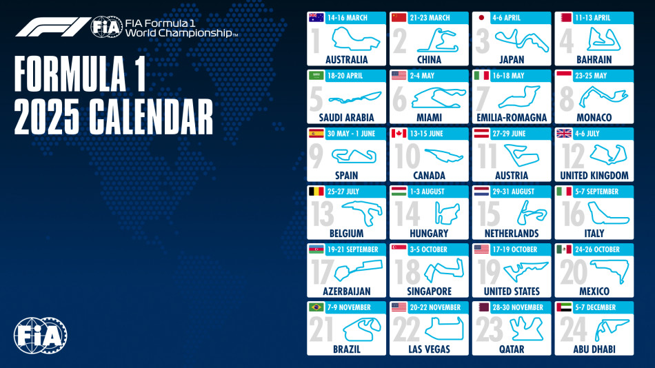 Formula One 2025 Calendar