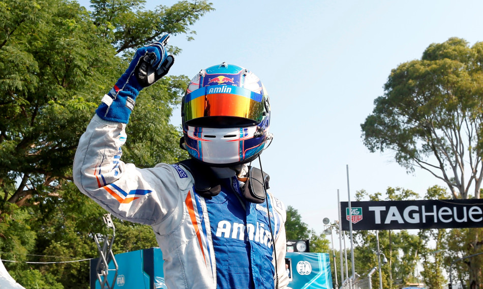 Da Costa celebrates his first Formula E win at Buenos Aires in 2015.