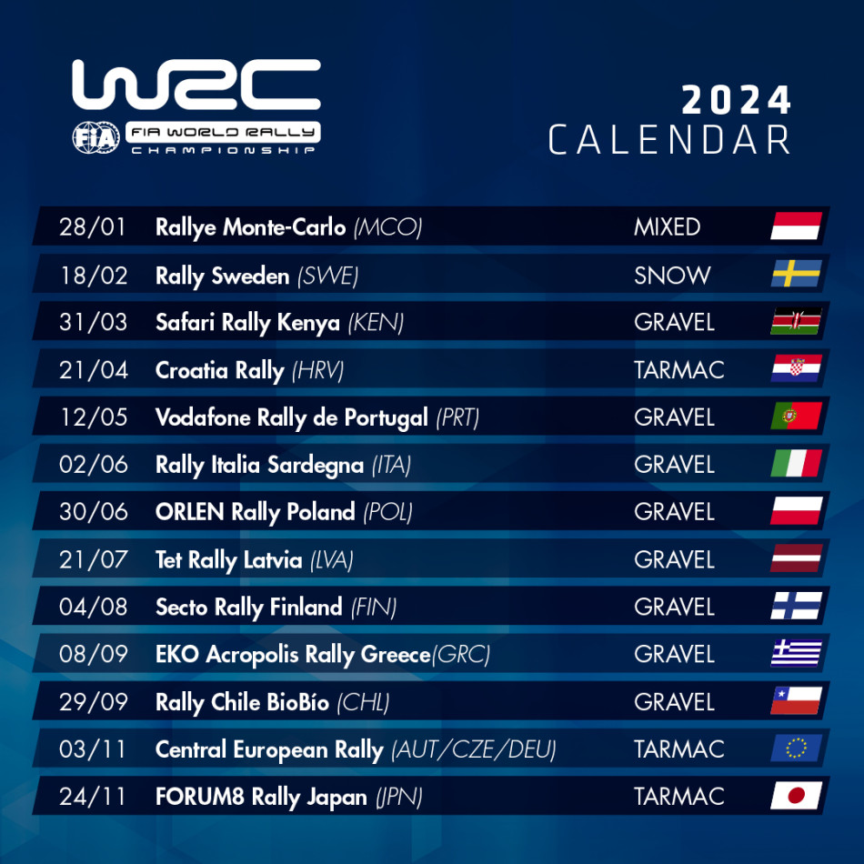 2024 FIA WRC calendar