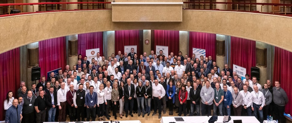 Family photo of the attendees at the 2020 Rally & Cross Country Officials Seminar in Prague