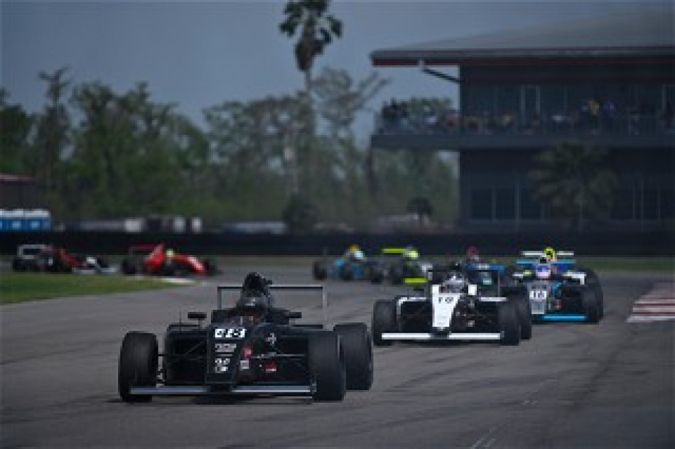 March 12, 2023, Avondale, Louisiana, U.S: JESSE LACEY, JIMMIE LOCKHART and  PATRICK WOODS-TOTH celebrate on the podium after round 2 of the F4 US  Championship series at NOLA Motorsports Park in Avondale