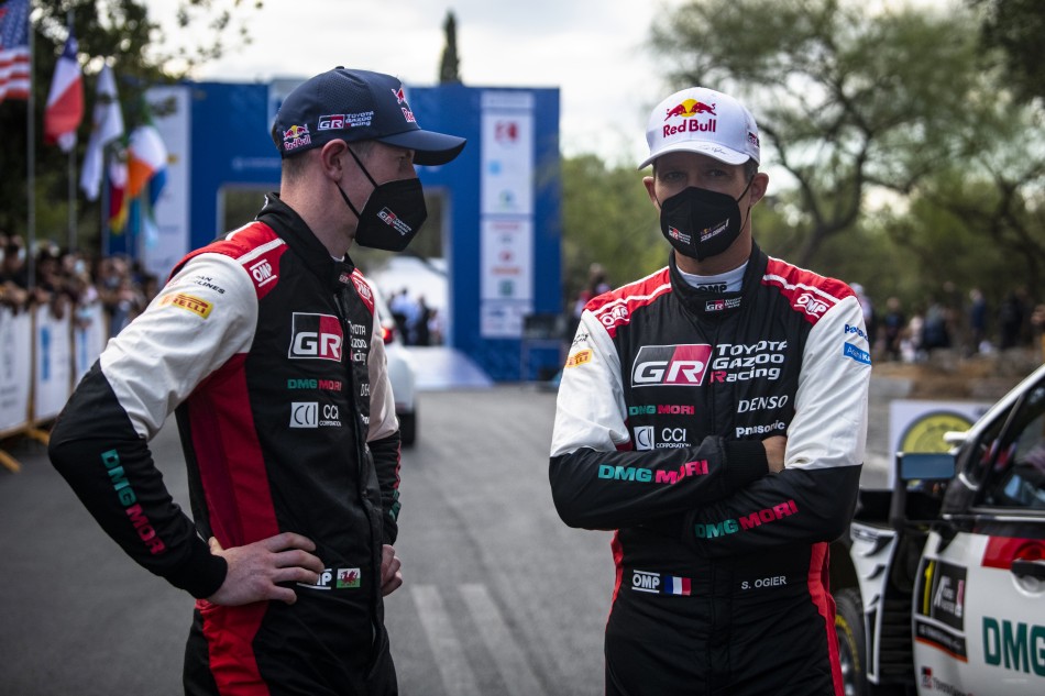 Sébastien Ogier and Elfyn Evans at the 2021  Acropolis Rally Greece (Red Bull Content Pool / Jaanus Ree)