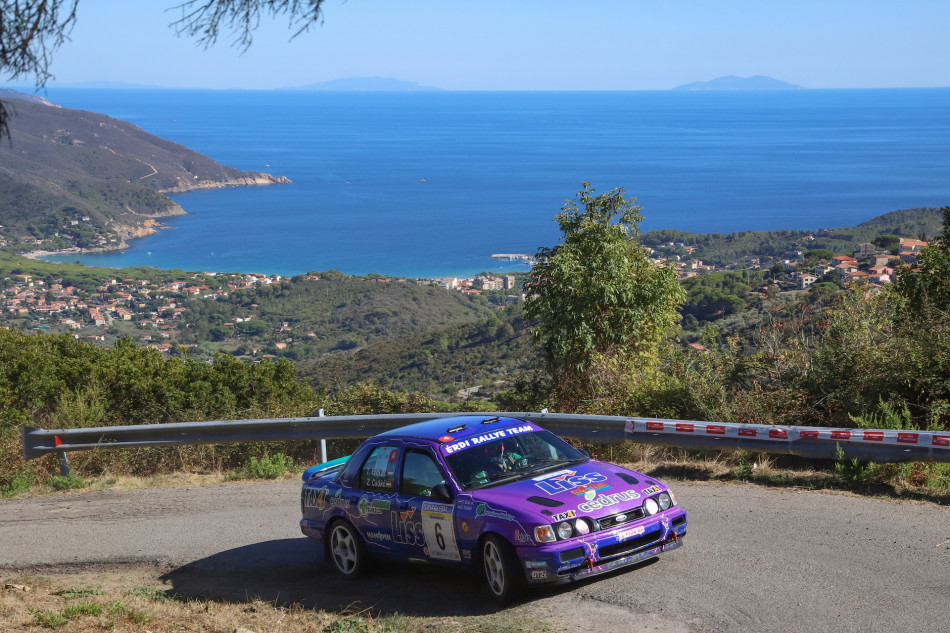 FIA EHRC contender Tibor Érdi Jr in action on Rallye Elba Storico in 2022