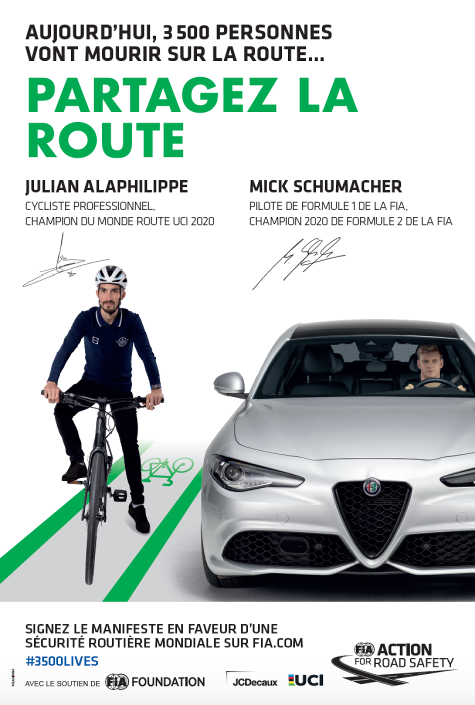 road safety, 3500LIVES, julian alaphilippe, mick schumacher,