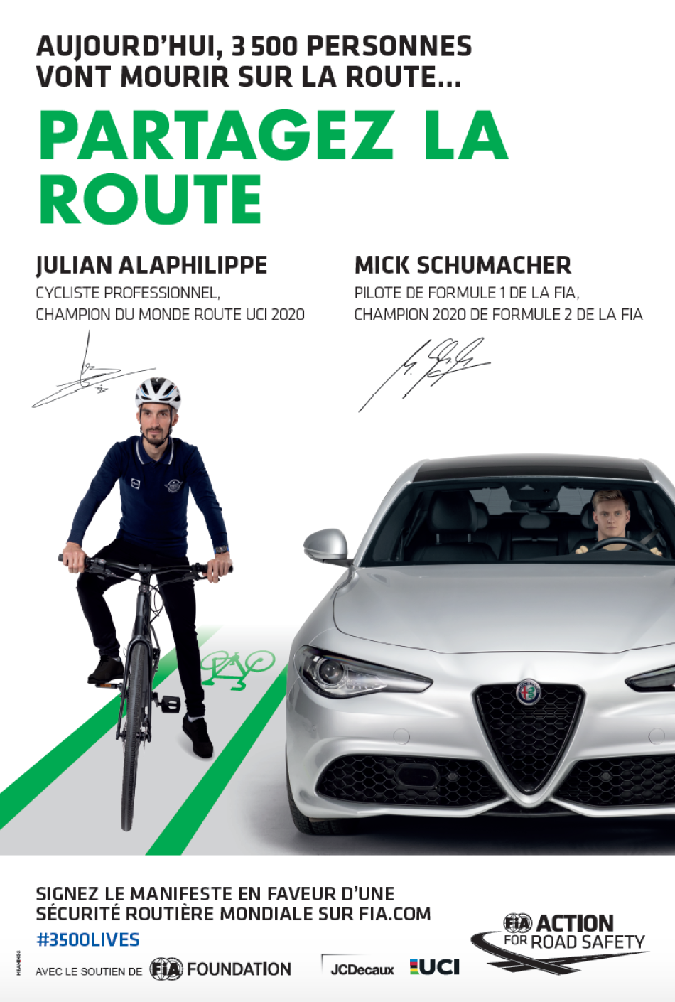 road safety, 3500LIVES, julian alaphilippe, mick schumacher, 