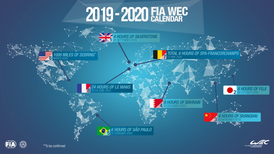 Wec 2019 2020 Fia Wec Calendar Is Approved Federation Internationale De L Automobile