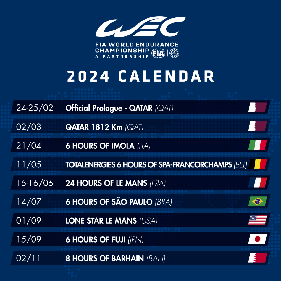 WEC 2024 calendar expands to eight rounds Federation Internationale