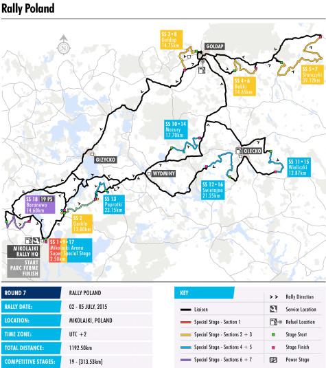 WRC Rally Poland Stage Map 2015