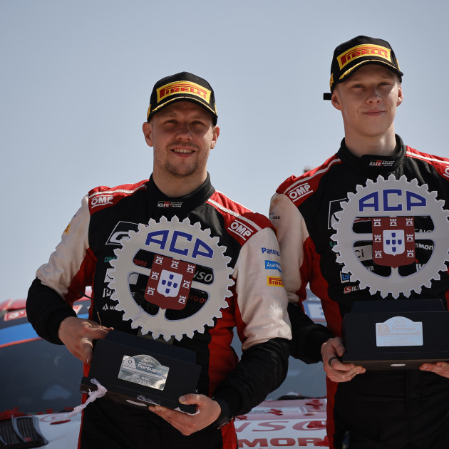 Kalle Rovanperä and Jonne Halttunen, winners of the 2022 Rally Portugal