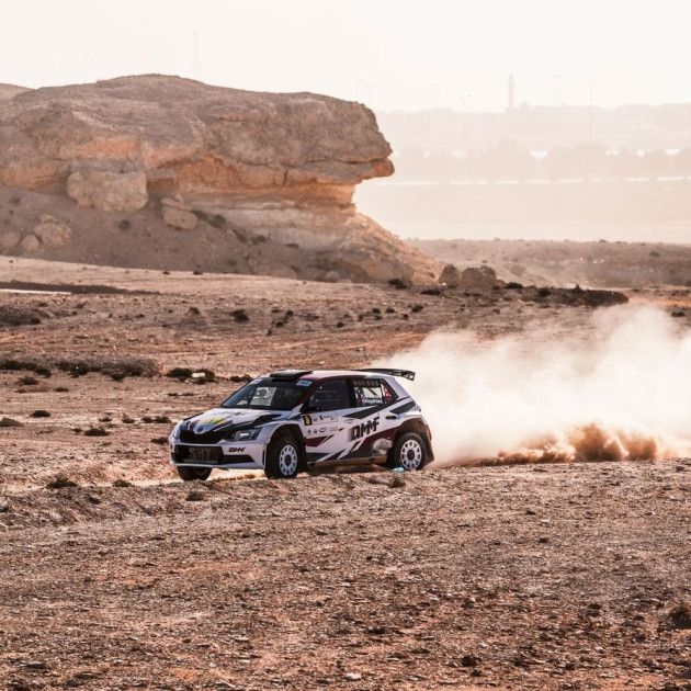 Khalid Al-Suwaidi in action at MERC Qatar International Rally in 2021