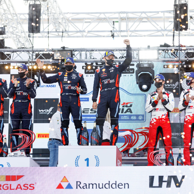 2020 WRC - Rally Estonia - Final podium Tänak/Järveoja, Breen/Nagle, Ogier/Ingrassia (Jarek Jõepera)