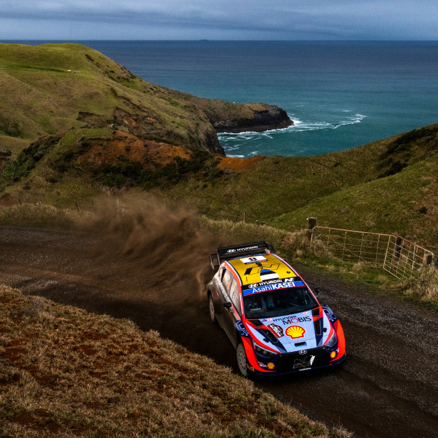 Ott Tanak (EST) Martin Jarveoja (EST) of team Hyundai Shell Mobis are seen performing during the World Rally Championship New Zealand in Auckland, New Zealand on 29,September (photo: Jaanus Ree / Red Bull Content Pool)