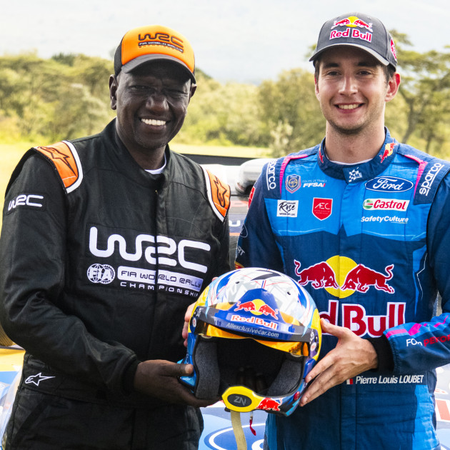 2023 WRC - Safari Rally Kenya - President William Ruto and Pierre Louis Loubet, M-Sport Ford Puma Rally1 Hybrid (photo: Jaanus Ree / Red Bull Content Pool)