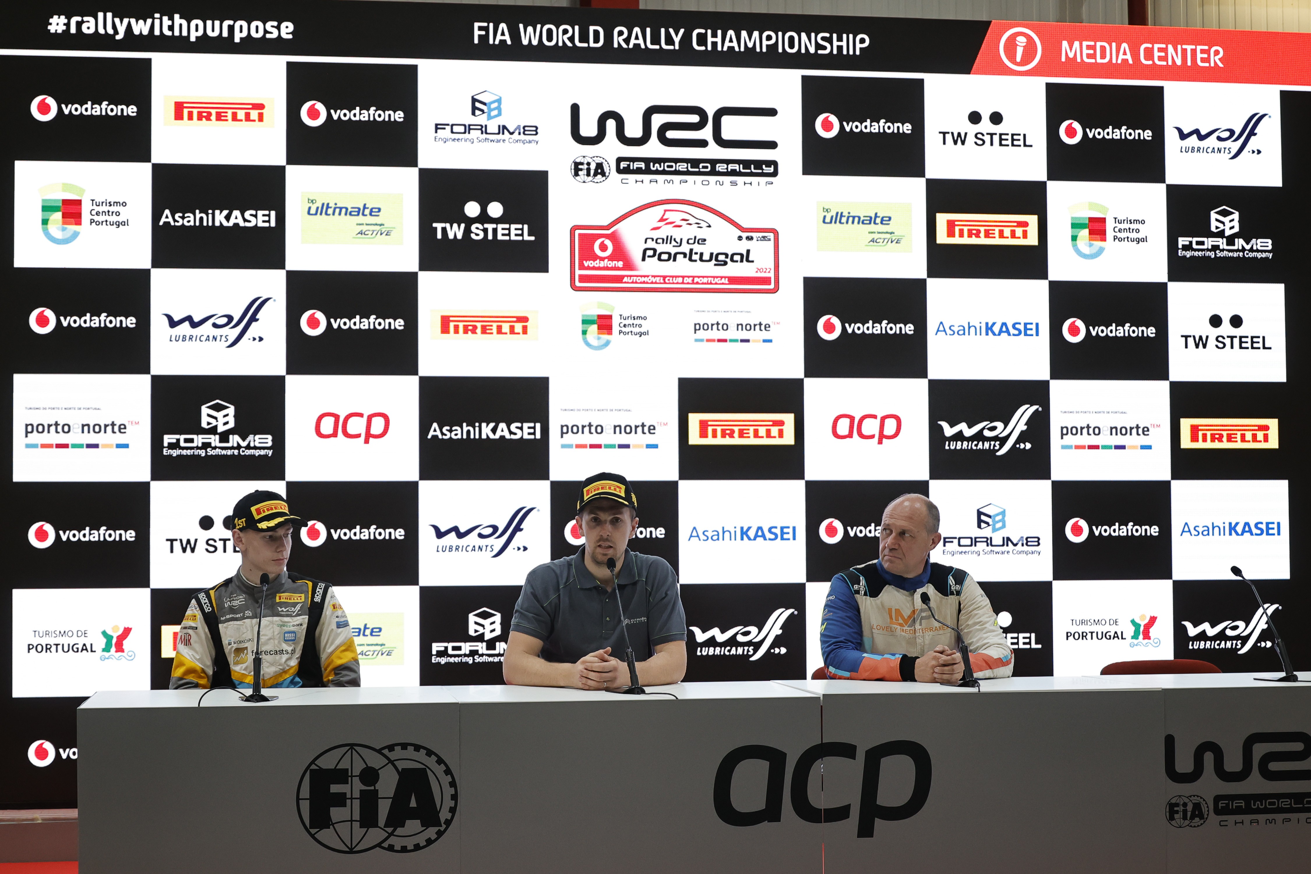 2022 Rally Portugal - Post-event FIA press conference - Winners of the FIA support championships Y. Rossel, S. Pajari and JM Raoux