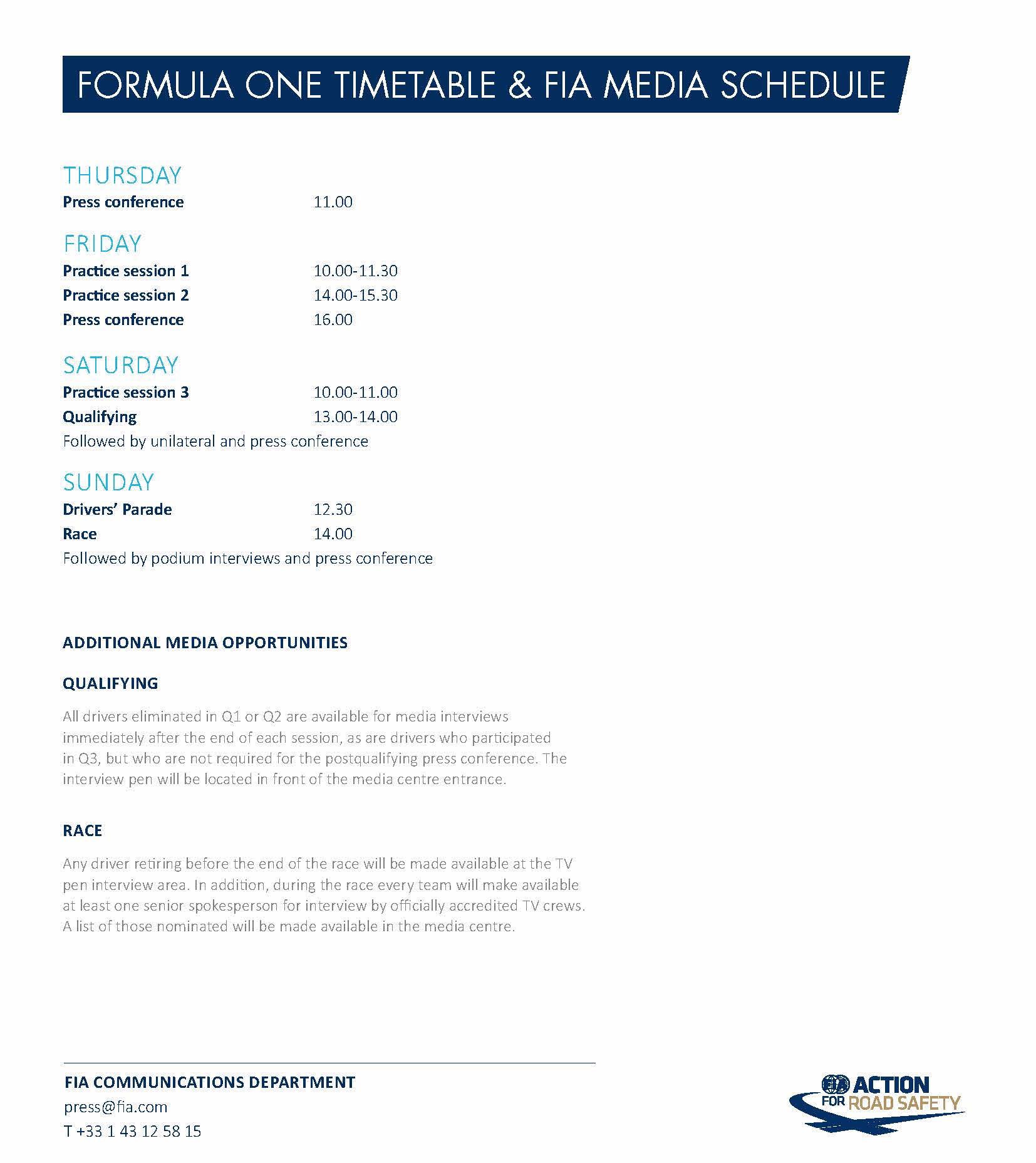 f1 usa timetable