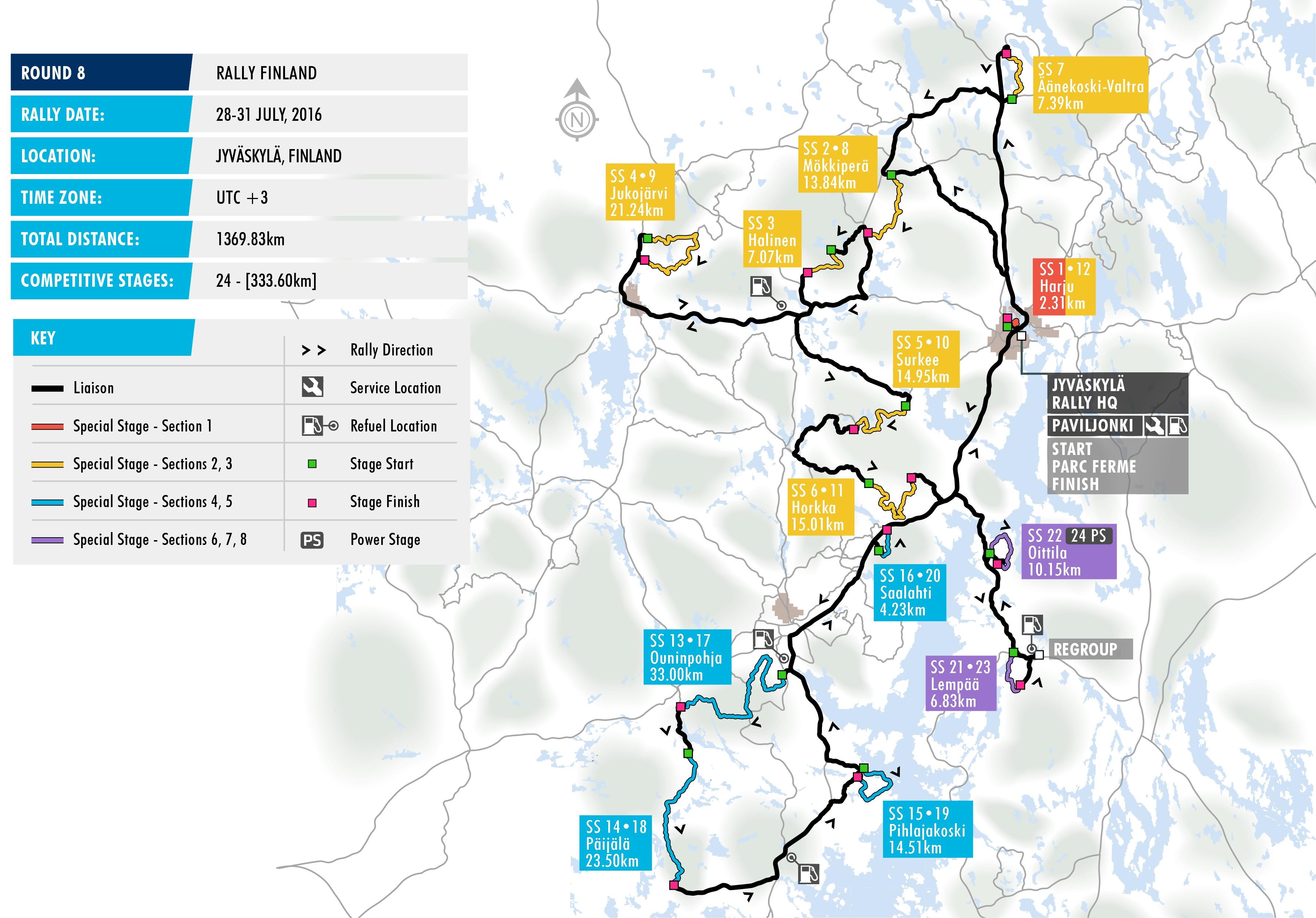 2016 Rally Finland - Stage Map