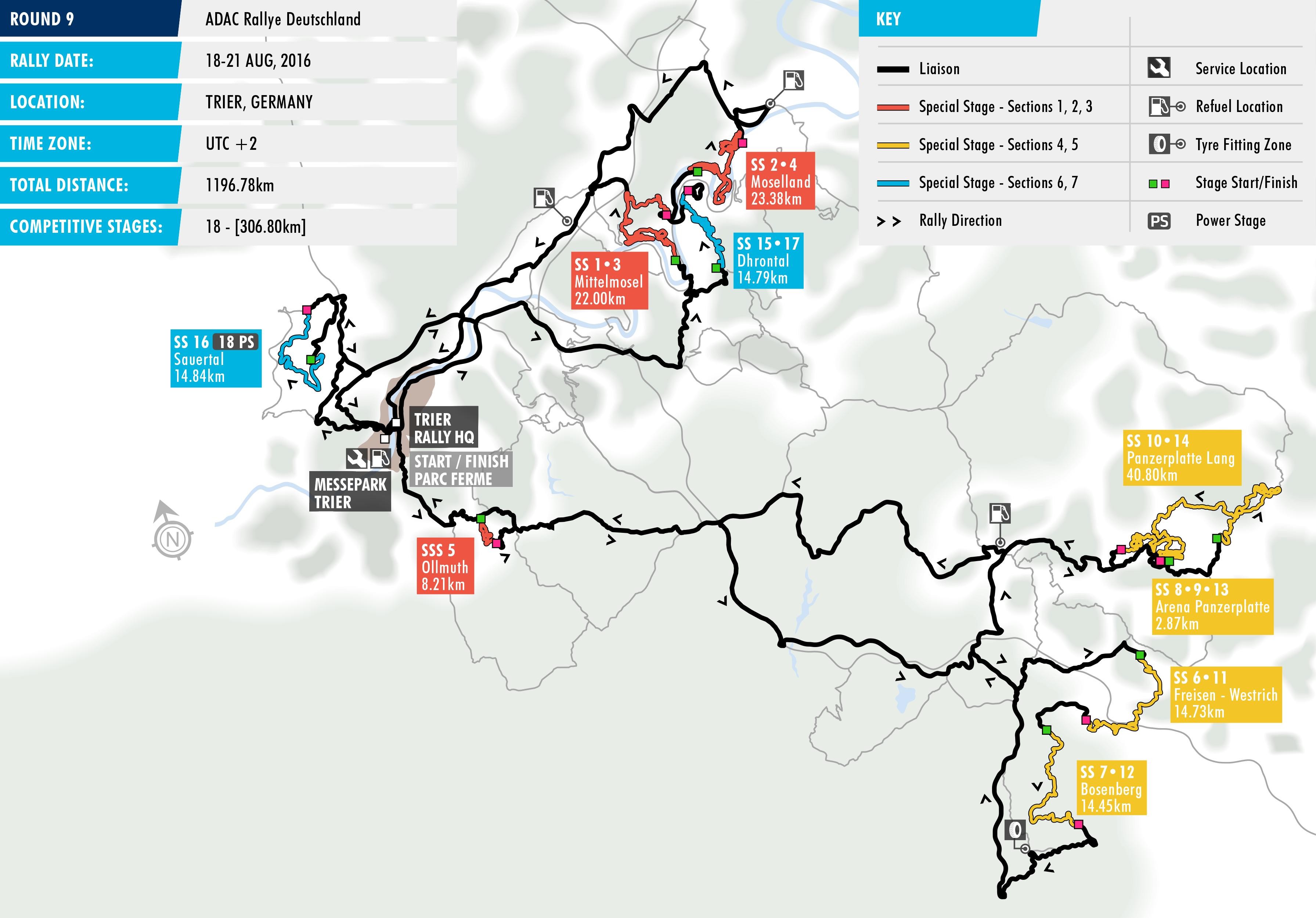 2016 Rallye Deutschland - Stage Map