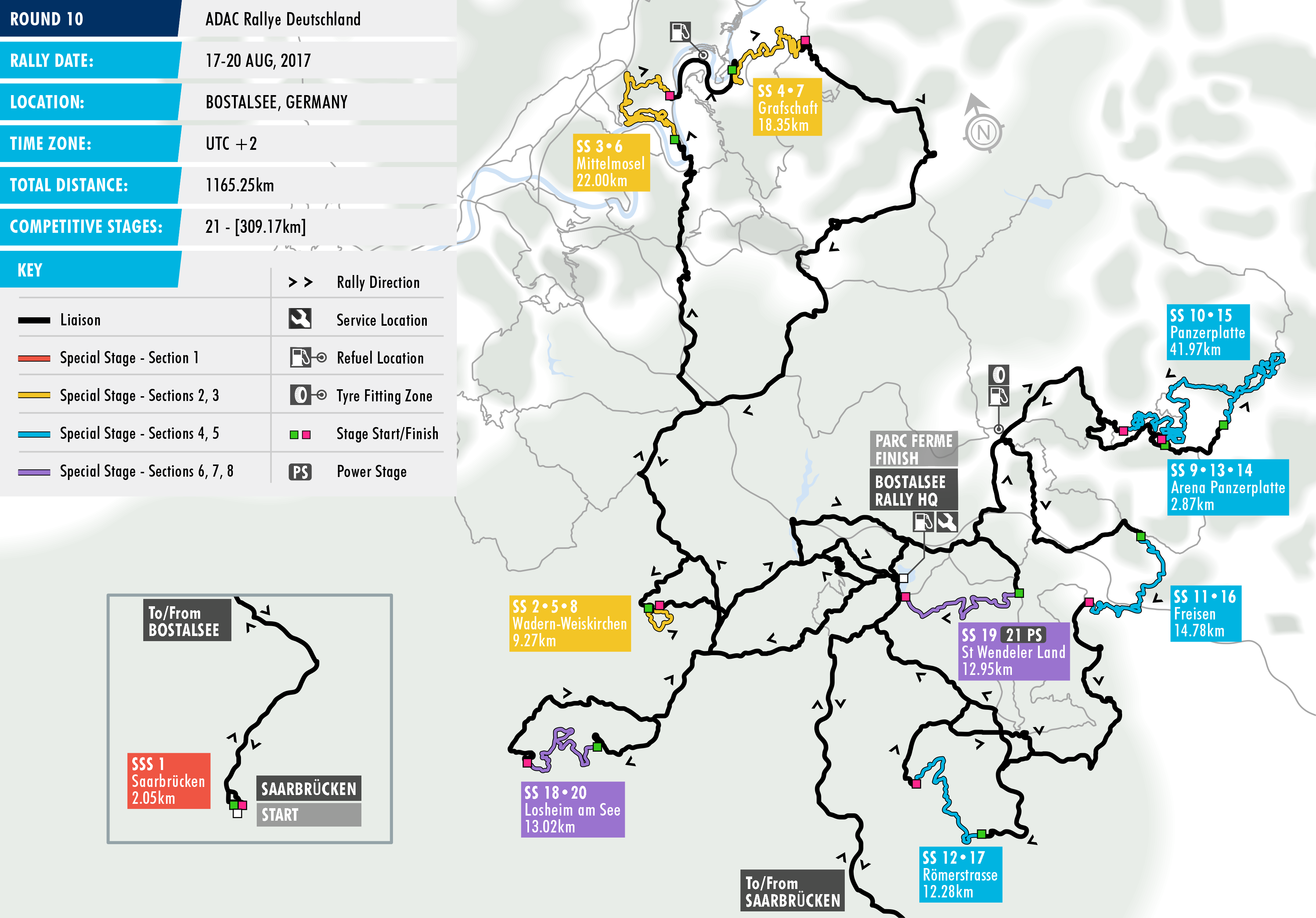 2017 ADAC Rallye Deutschland - Stage Map