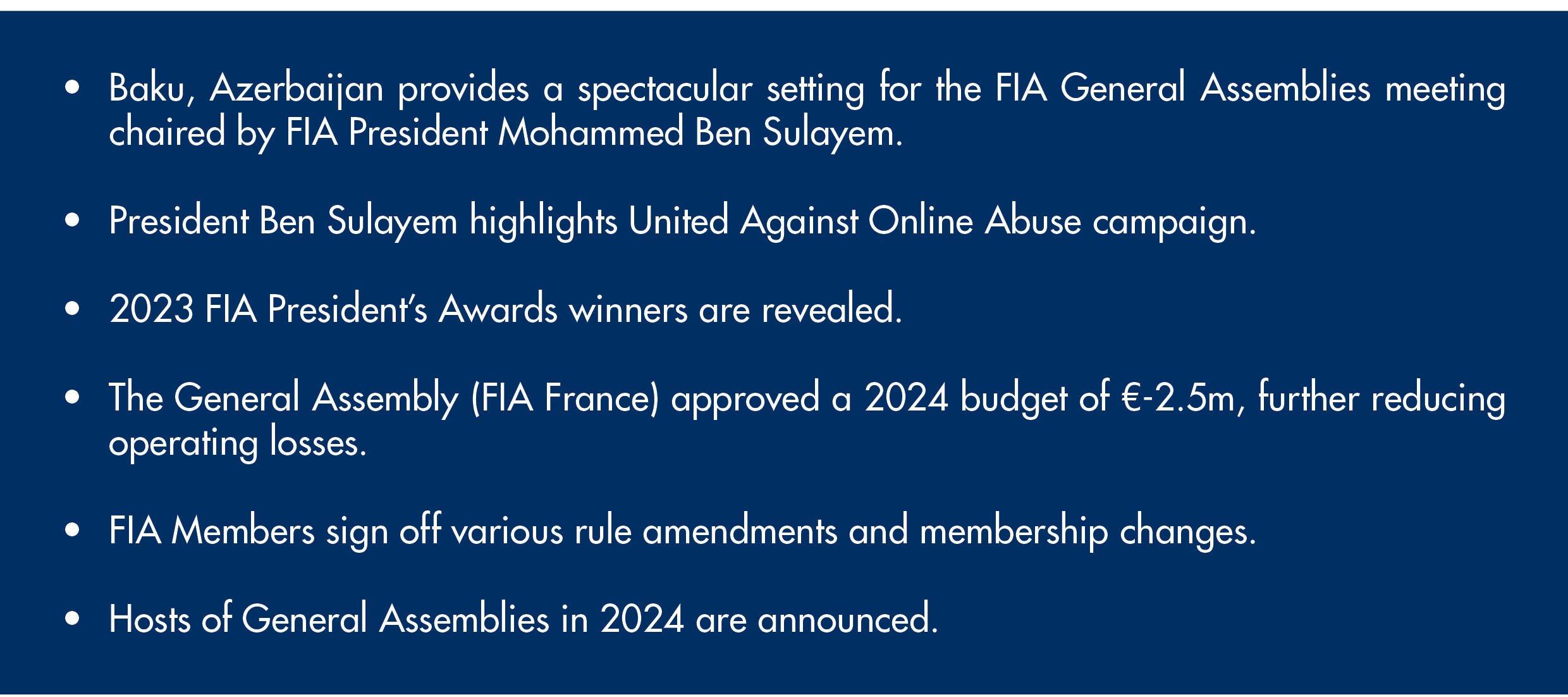 2023 FIA General Assemblies Meeting Federation Internationale de l