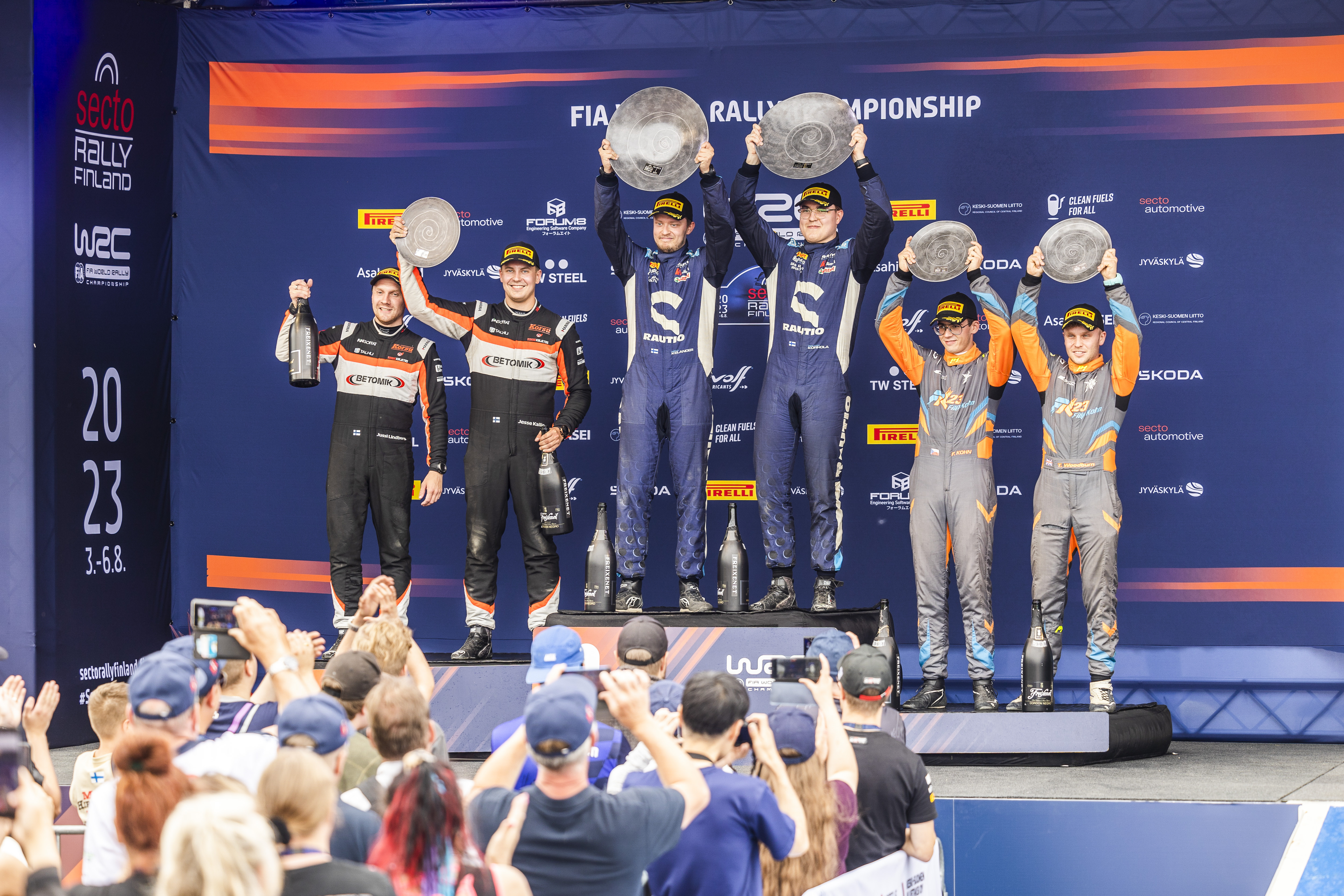 2023 WRC - Secto Rally Finland - WRC3 podium (photo Nikos Katikis / DPPI) 2023 WRC - Secto Rally Finland - WRC3 podium (photo Nikos Katikis / DPPI)