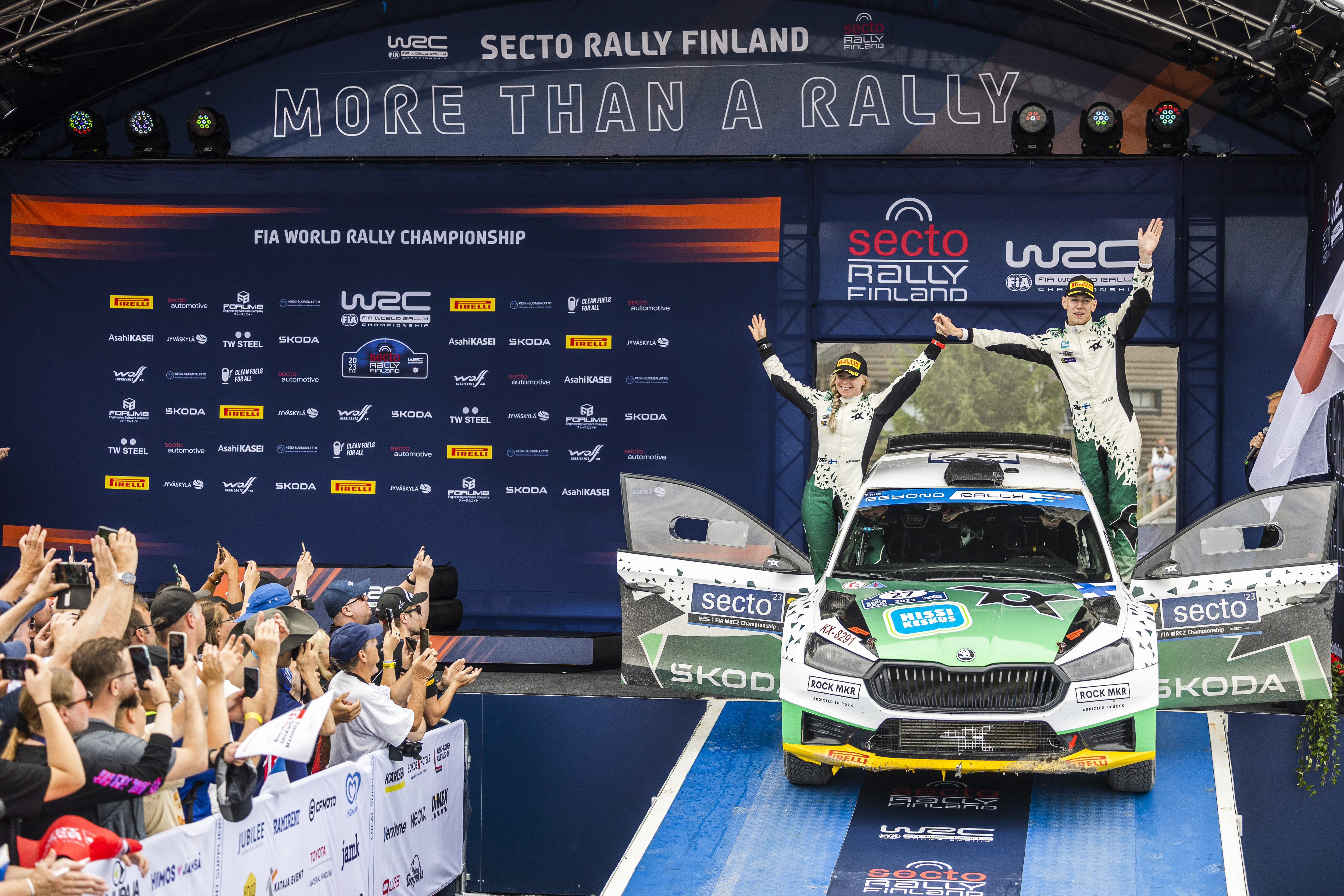 2023 WRC - Secto Rally Finland - Enni Mälkonen and Sami Pajari, Toksport WRT2 Skoda Fabia RS (photo Nikos Katikis / DPPI) 2023 WRC - Secto Rally Finland - Enni Mälkonen and Sami Pajari, Toksport WRT2 Skoda Fabia RS (photo Nikos Katikis / DPPI)
