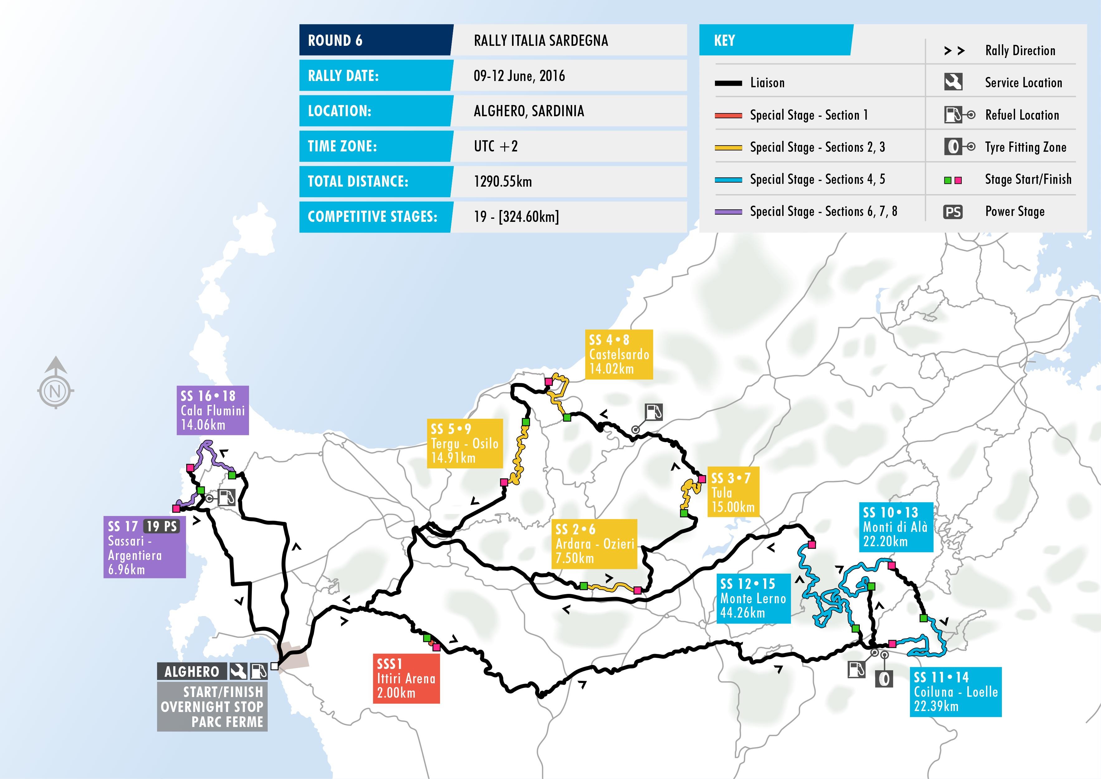 2016 Rally Italia Sardegna - Stage Map