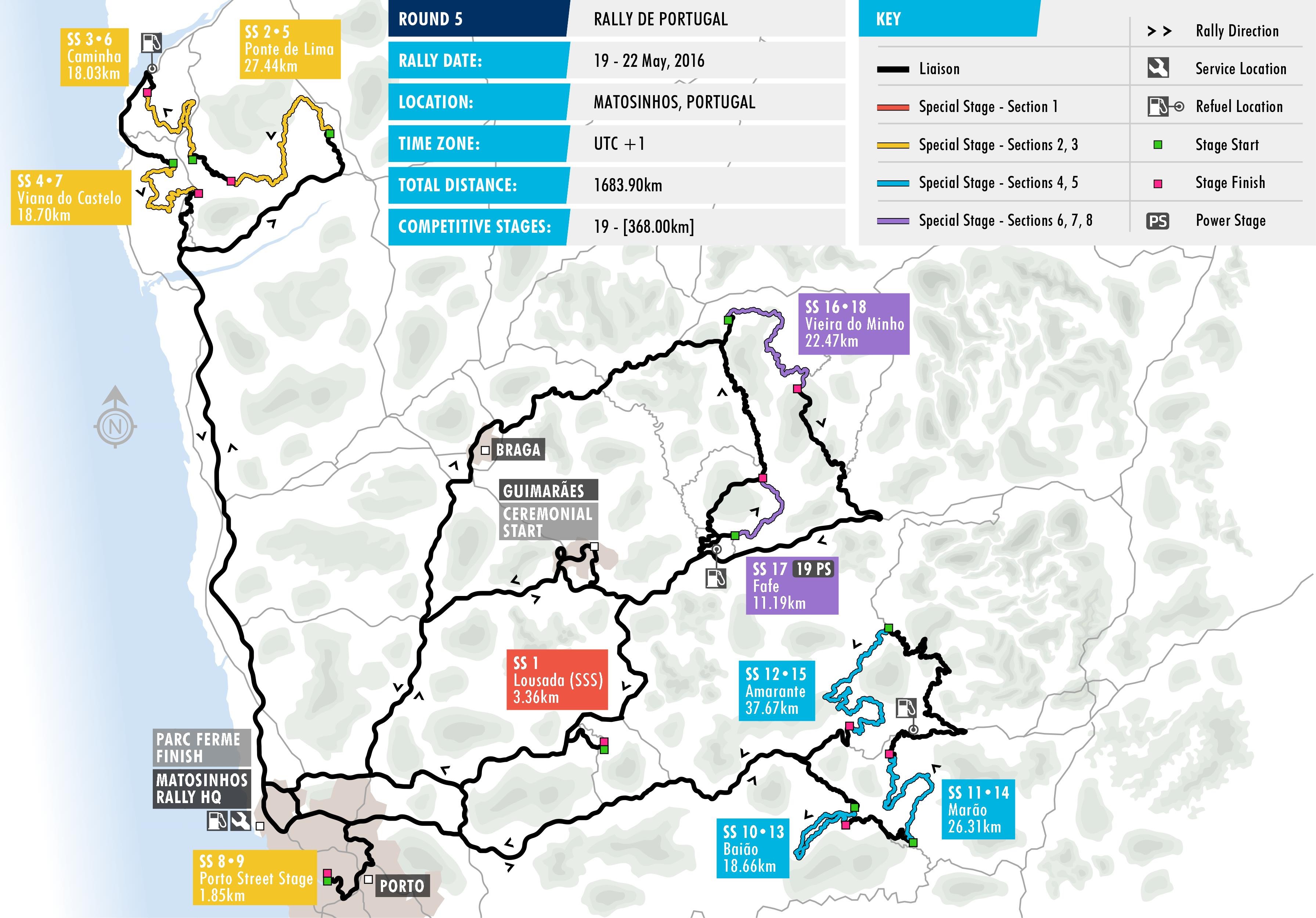 2016 Rally de Portrugal - Stage Map