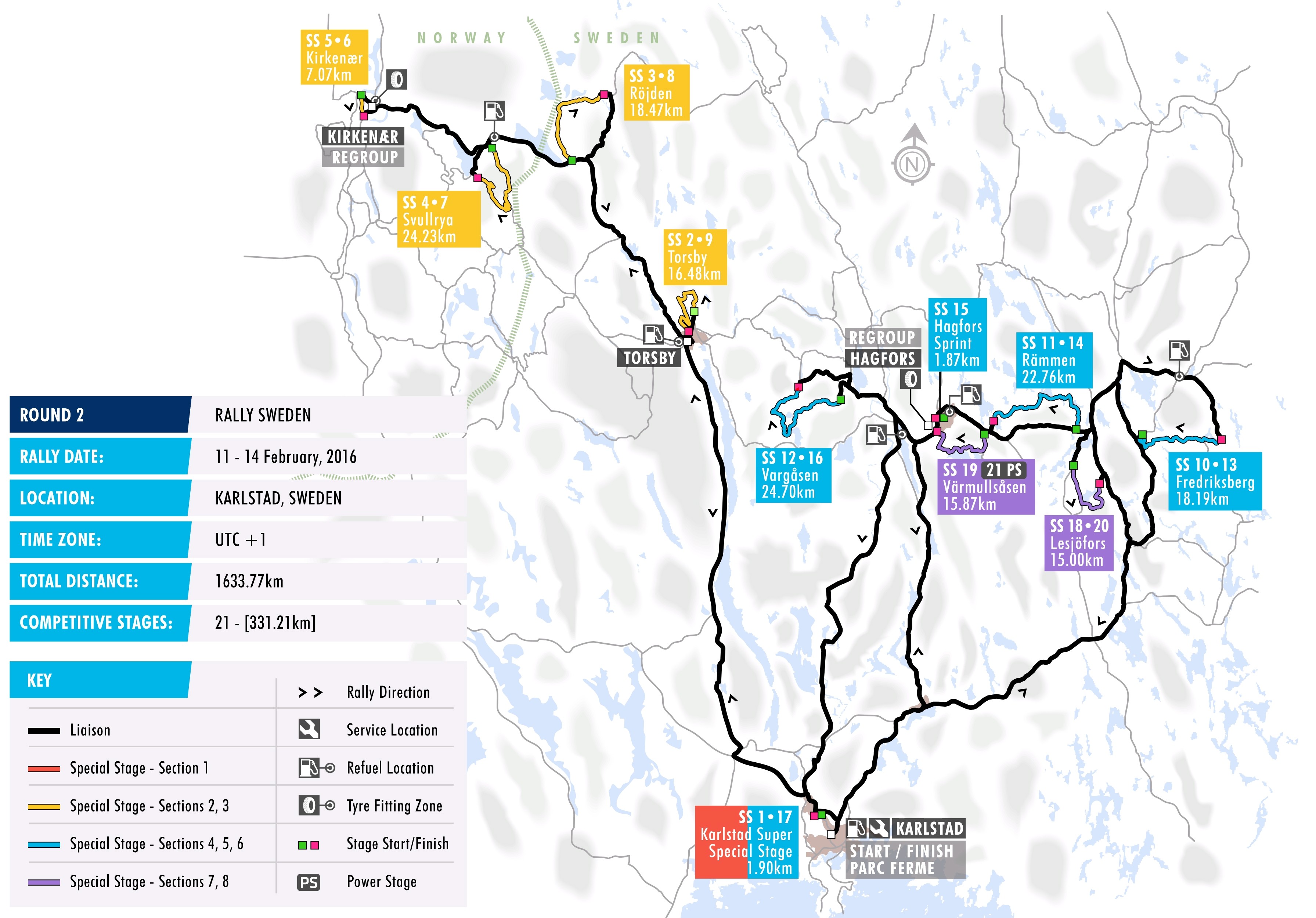 2016 Rally Sweden - Stage Map