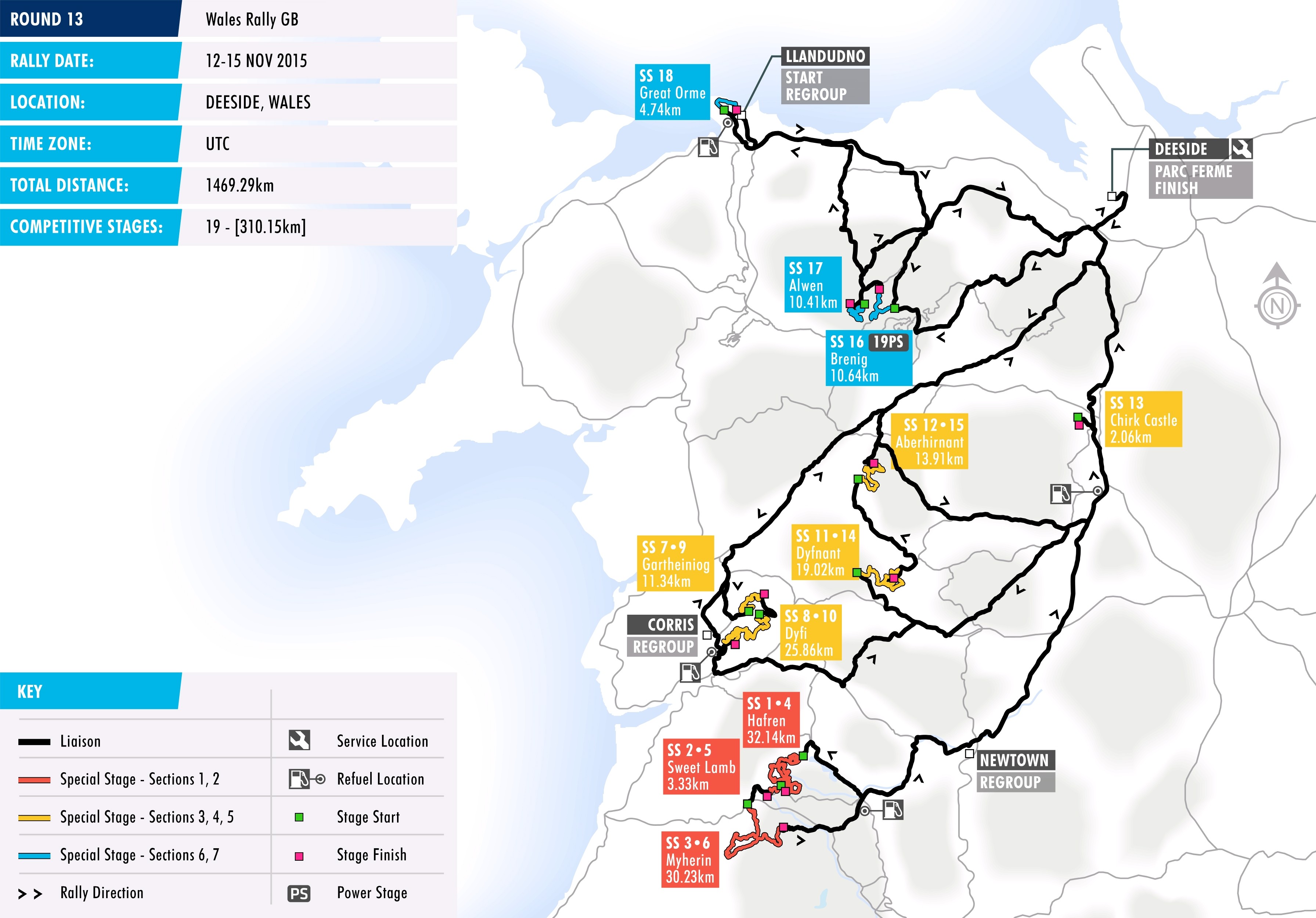 2015 Wales Rally GB - Stage Map