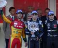 Formula E Buemi on the top step of the podium in monaco